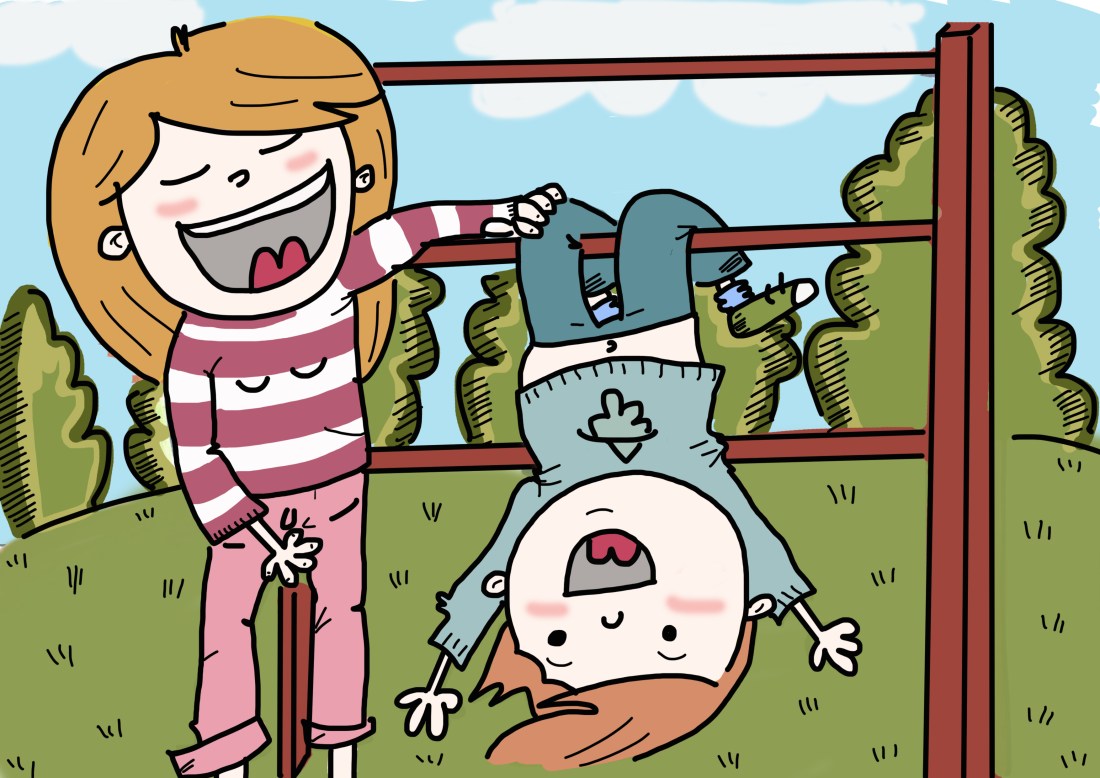 juagndo en el parque