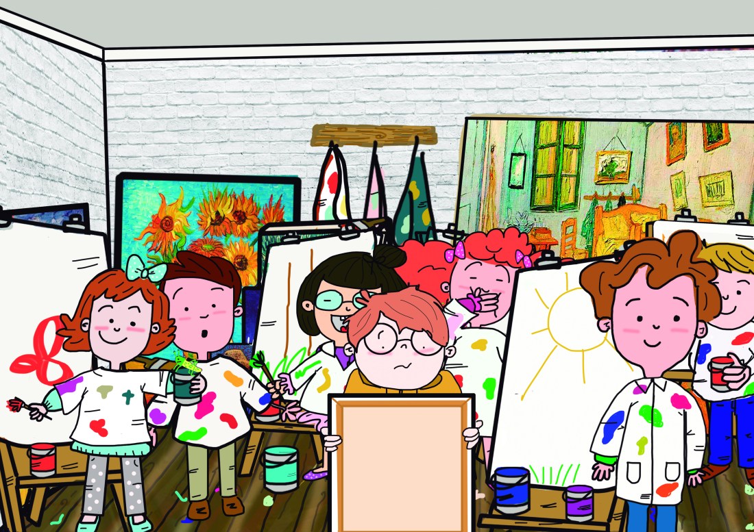 los niños se rien en el estudio